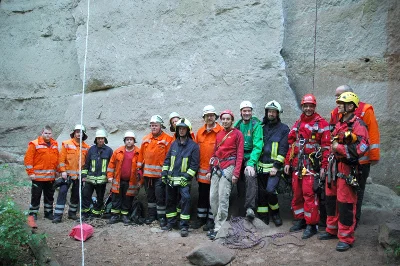 FF Reinhausen und Berufs-FW Göttingen nach Rettungsübung mit Seilkletterer | © CC BY-NC-ND