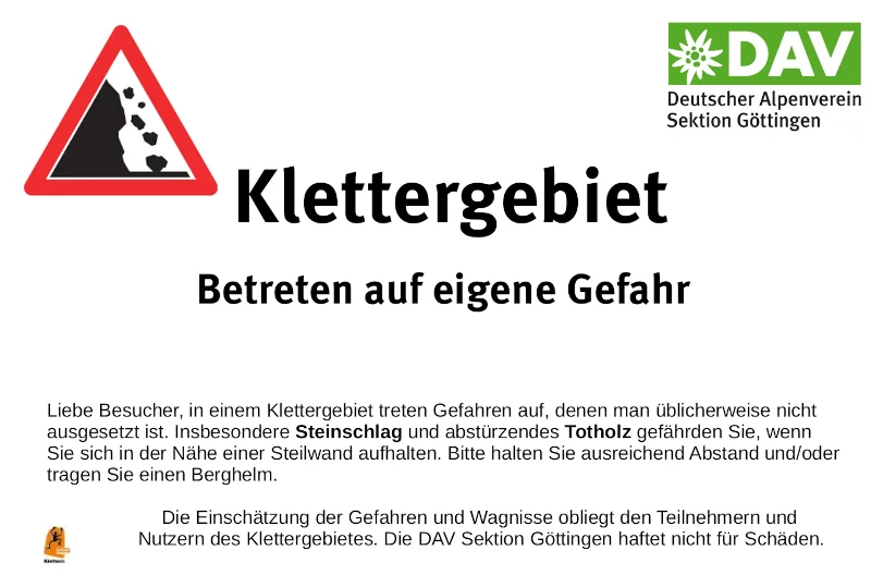 Achtung Steinschlag - Helm tragen! | © DAV Göttingen